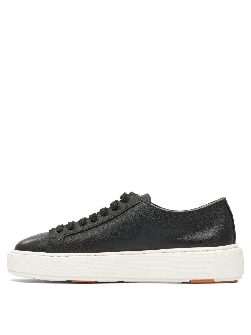 Santoni Leather Sneakers With Low-Cut Silhouette