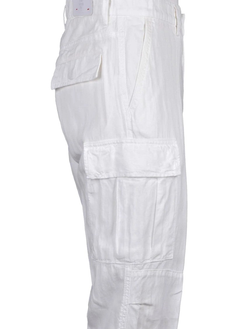 Eleventy Cargo Trousers Lyocell, Linen And Cotton - White