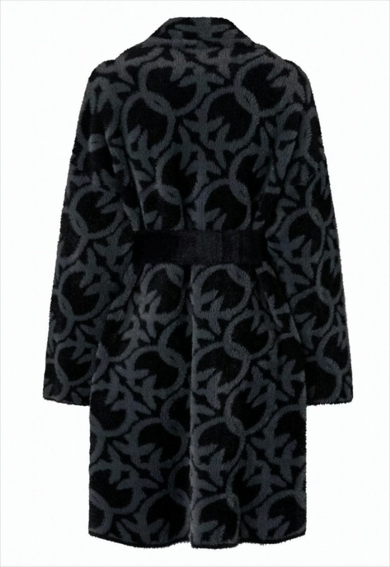 Pinko Abstract Pattern Long-Sleeved Coat With Belt