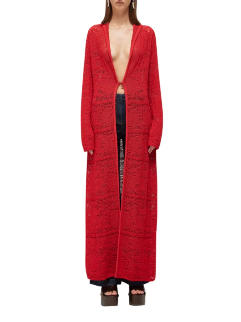 Blugirl Open-Knit Long V-Neck Cardigan
