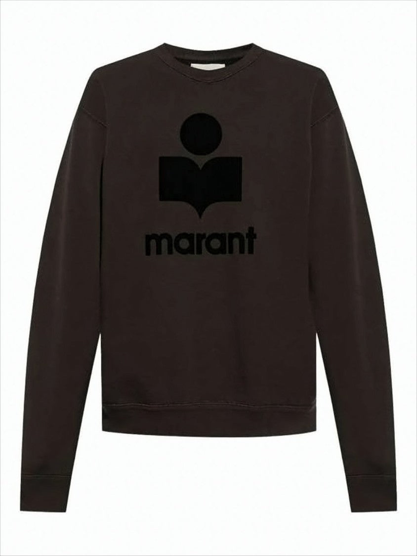 Isabel Marant Relaxed Fit Black Long-Sleeve Sweatshirt With Textured Logo