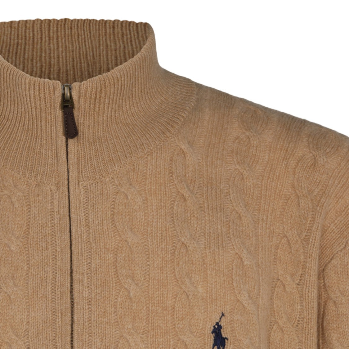 Polo Ralph Lauren Cable Knit Sweater With Half-Zip Closure And Mock Neck Collar