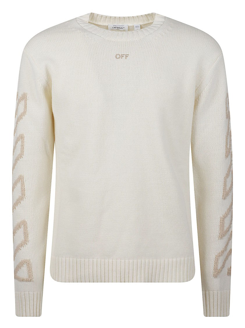 Off-White Diagonal Arrow Fuzzy Wool-Blend Sweater