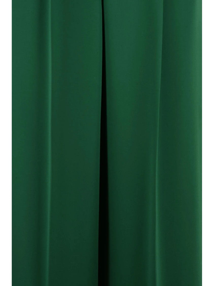 Max Mara Fluid High-Waisted Green Trousers With Wide Leg Silhouette