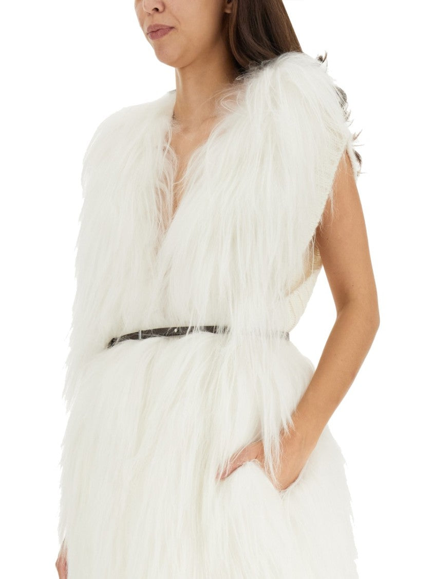 Fabiana Filippi Fluffy White Fur Vest