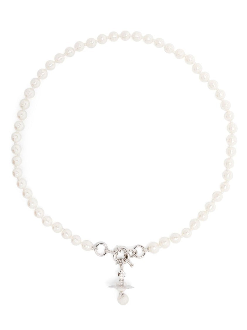 Vivienne Westwood Gold-Tone Faux Pearl Orb Plaque Necklace