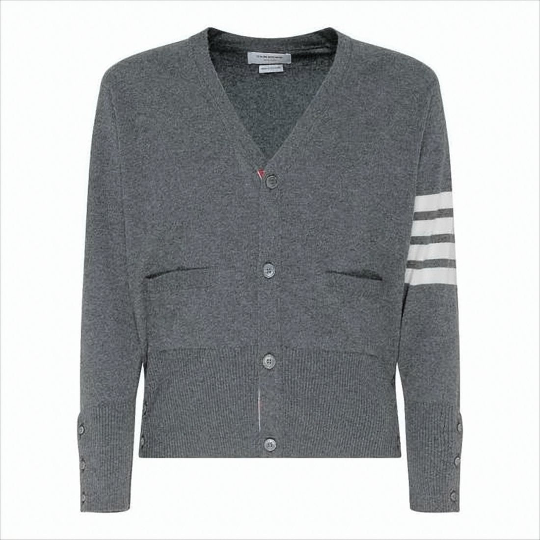 Thom Browne Cashmere Knit Cardigan With Distinctive Stripe Detail