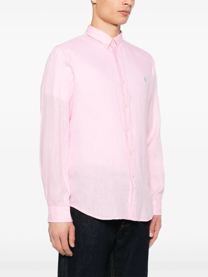 Polo Ralph Lauren Pink Sport Long-Sleeve Linen Shirt