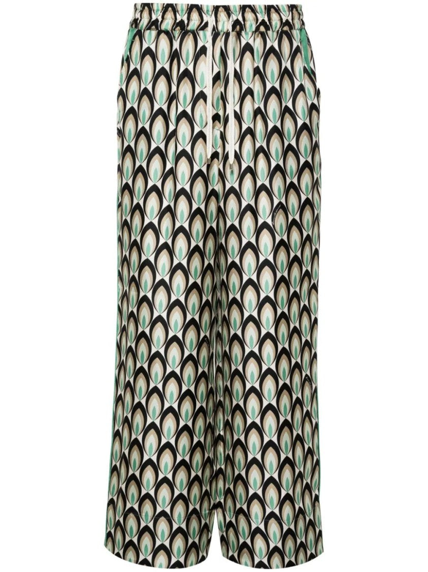 Lorena Antoniazzi Graphic-Print Silk Trousers