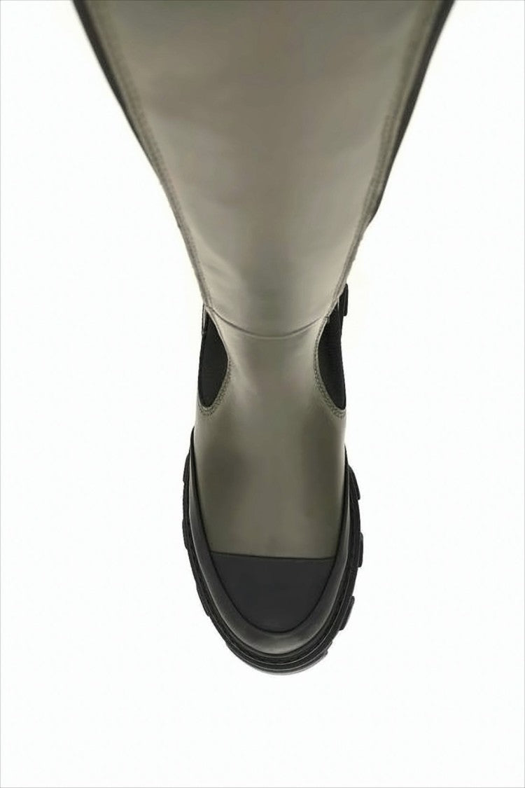 Ganni Tall Olive Calf Leather Boots