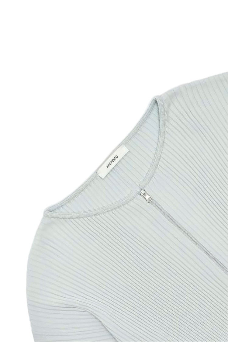 Amomento Cropped Ribbed Cardigan With Front Zipper Closure