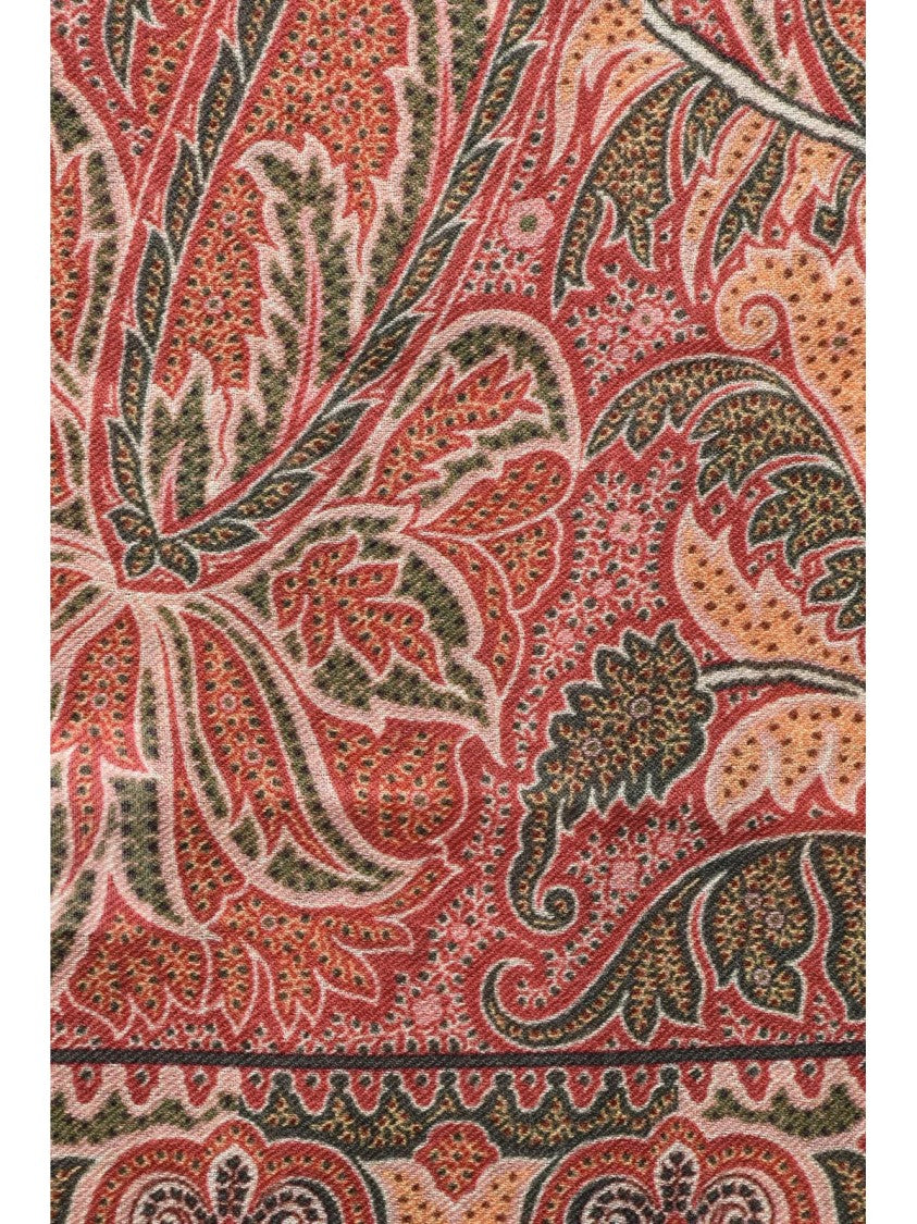 Etro Red Wool-Blend Paisley Scarf