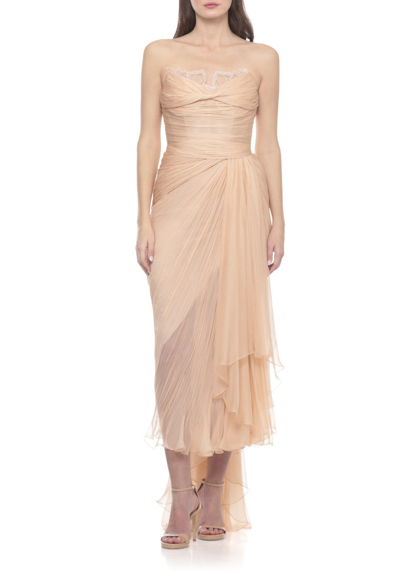 Maria Lucia Hohan Jolie Silk Dress With All-Over Draping And Ruffle Details