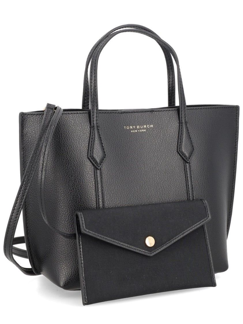 Tory Burch Neutral Perry Structured Detachable Pouch Handbag
