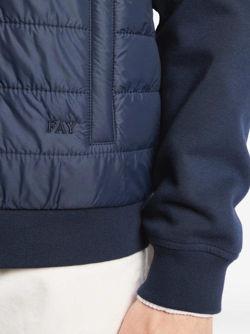 Fay Quilted Front Panel Smooth Fabric Jacket