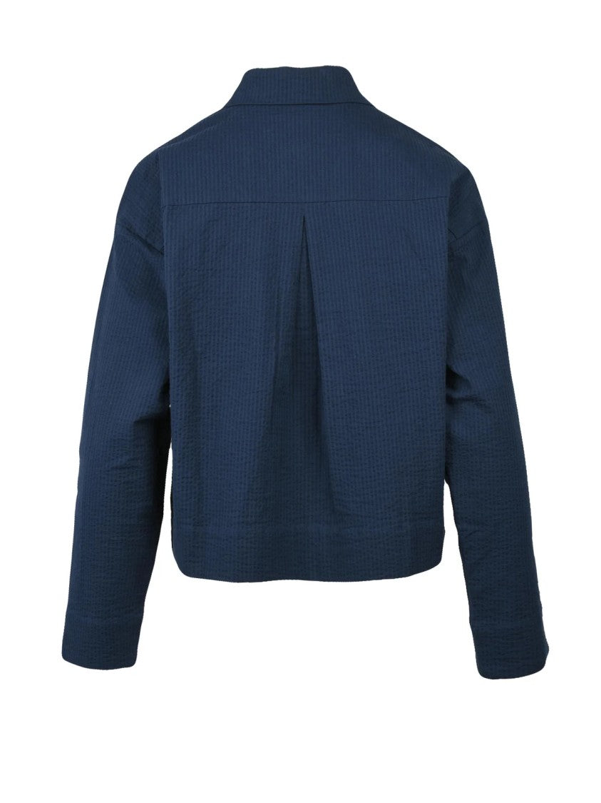 Ea7 Emporio Armani Blue Cotton Elastane Short Shirt