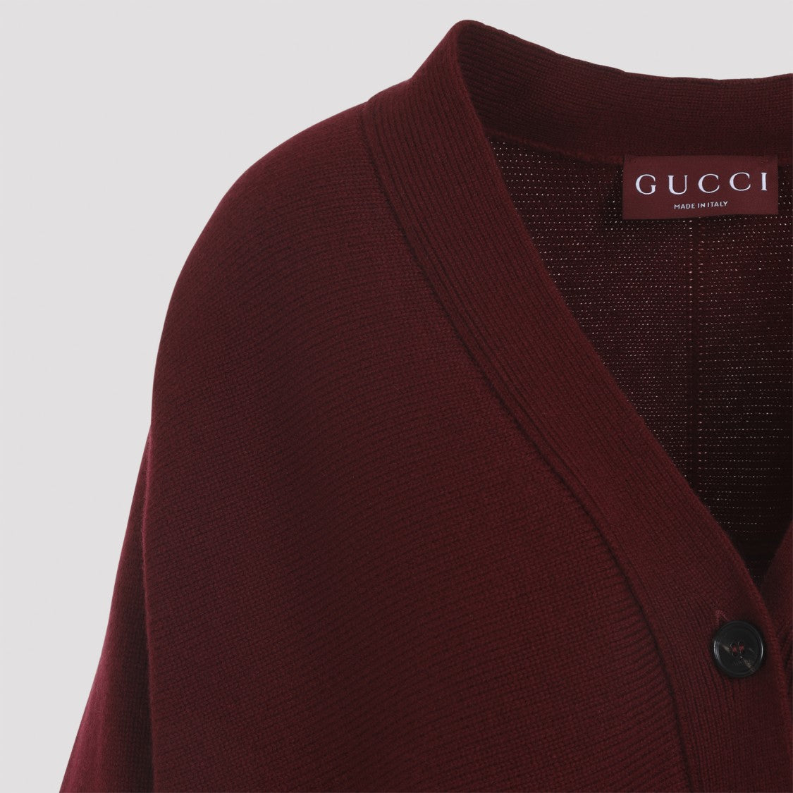 Gucci Deep Burgundy Cardigan With Elegant Horsebit Detailing