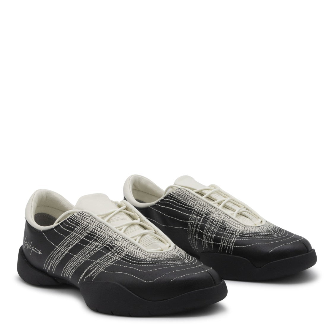 Y-3 Black Leather Regu Sneakers