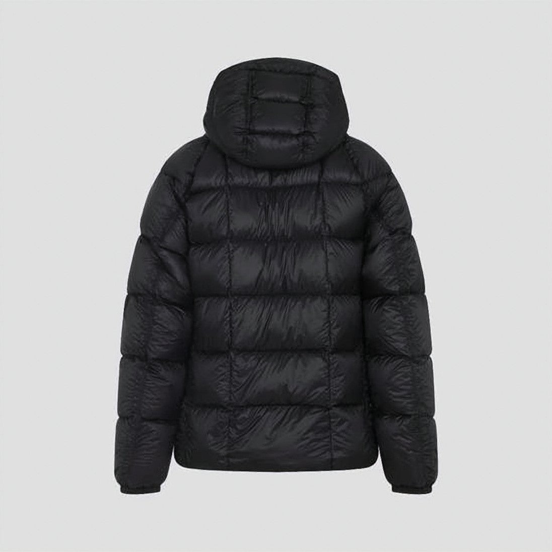 C.P. Company Quilted Black Down Jacket With Hood And Logo Patch