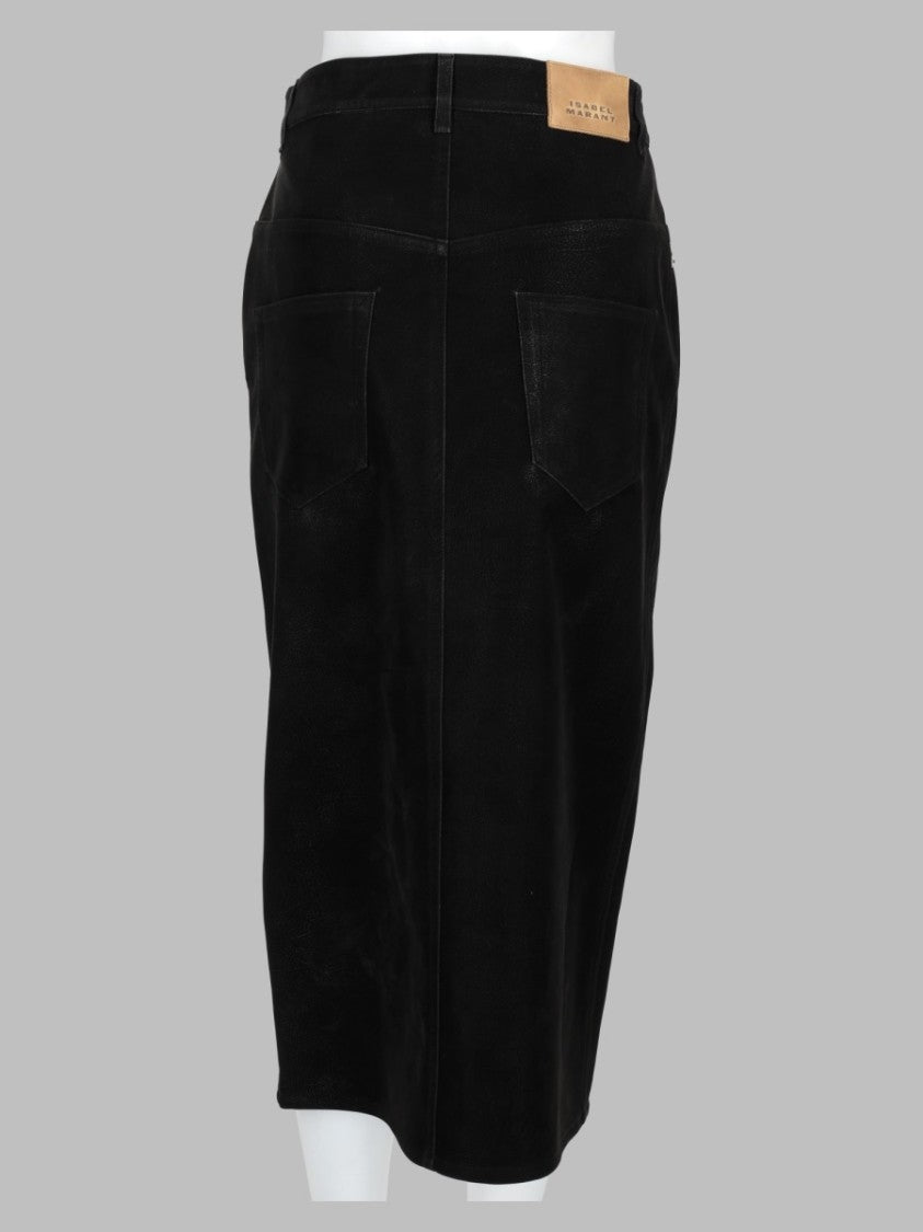 Isabel Marant Étoile Black Front Slit Five-Pocket Midi Skirt