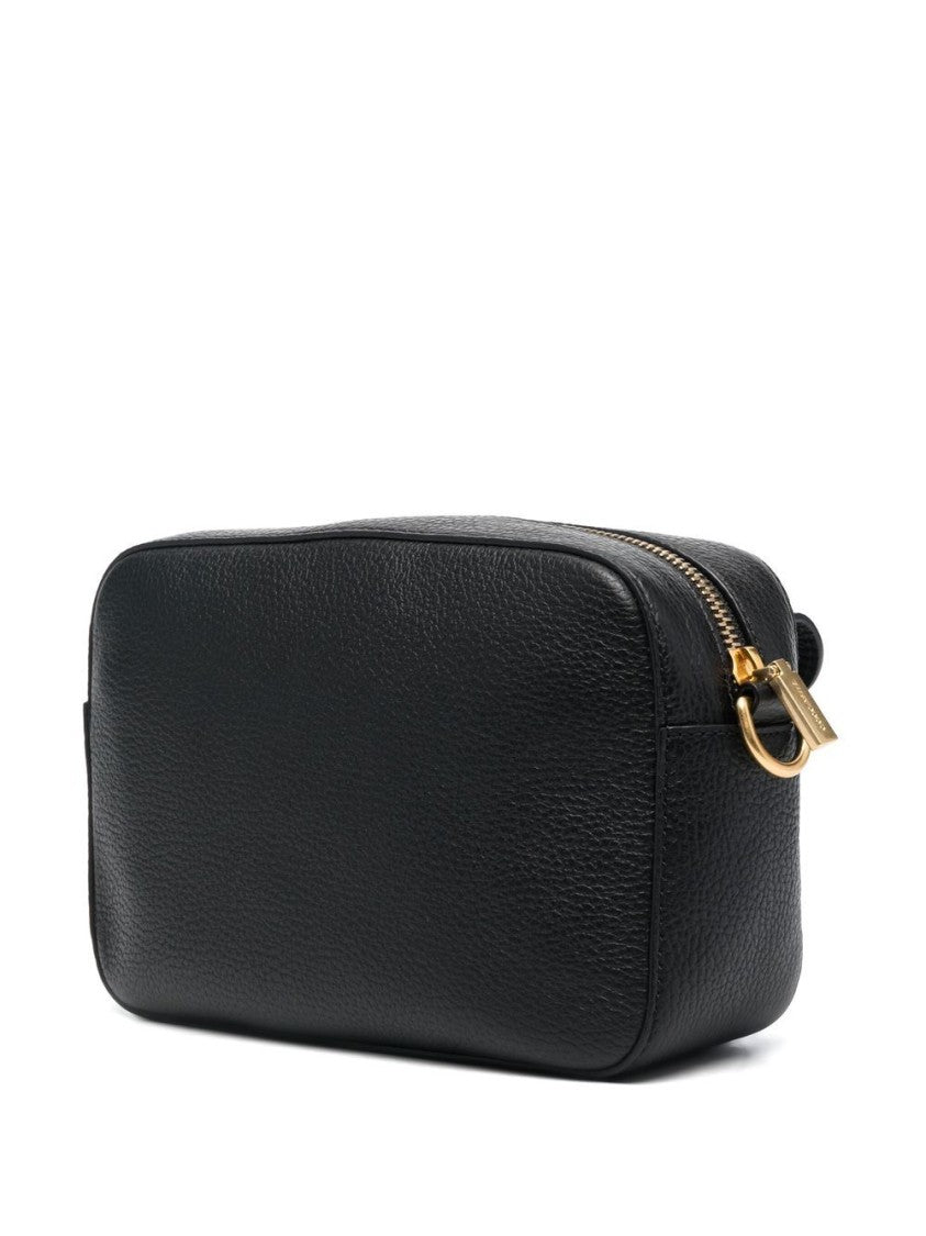 Coccinelle Pebbled Leather Shoulder Bag With Gold Tone Accents