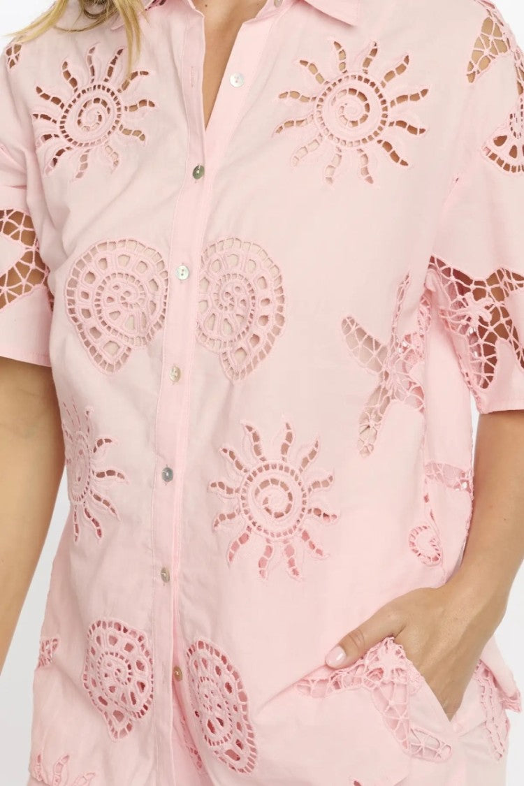 Miss June Kyle Shirt Cotton Openwork Embroidery