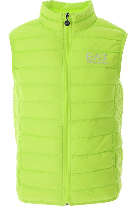 Emporio Armani Lime Down Waistcoat With Quilted Texture And Logo Zip