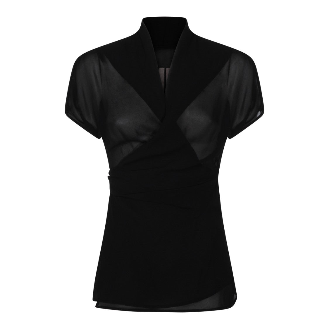 Rick Owens Translucent Silk Top With High Collar