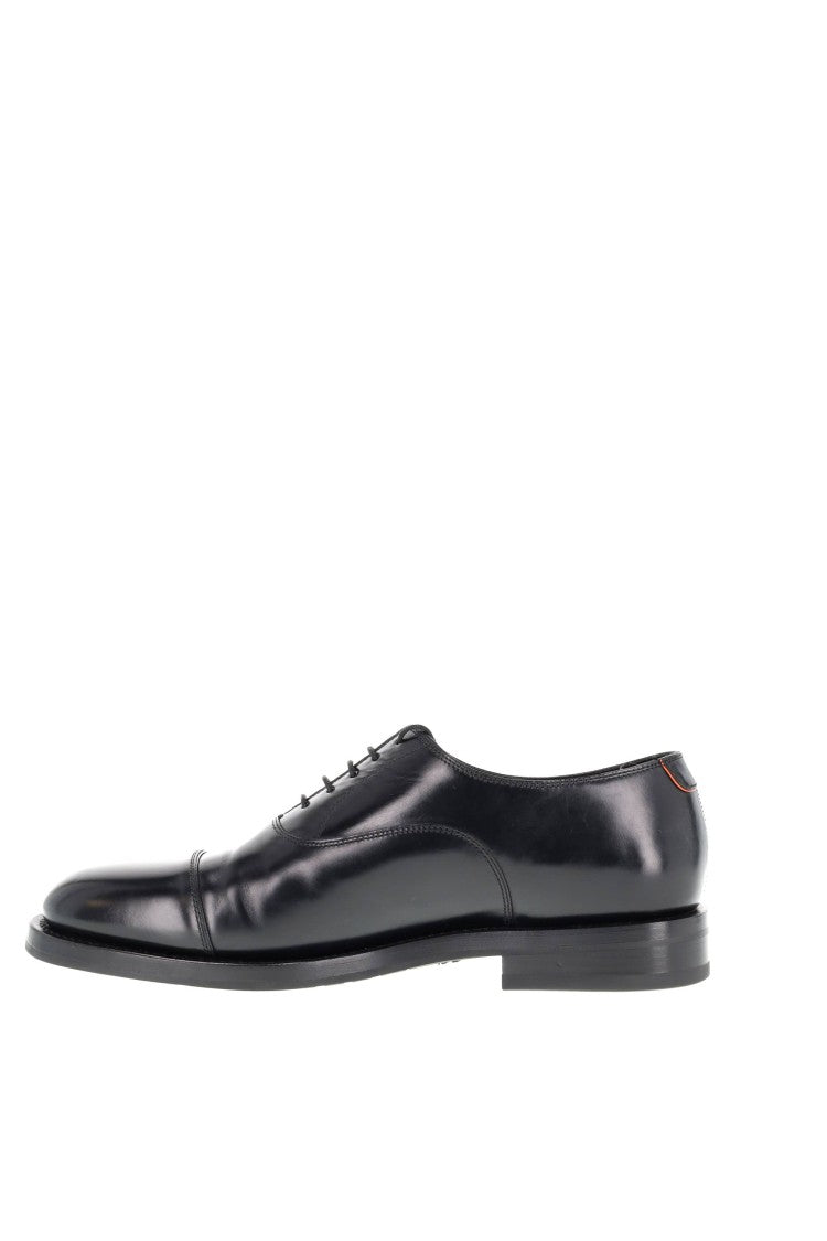 Santoni Black Carlo Leather Oxford Brogues