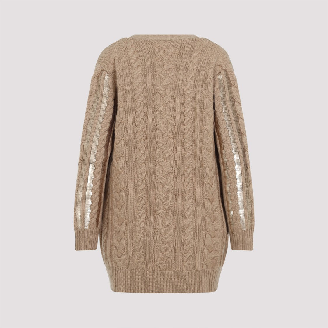 Max Mara Camel Beige Wool Mirco Cardigan