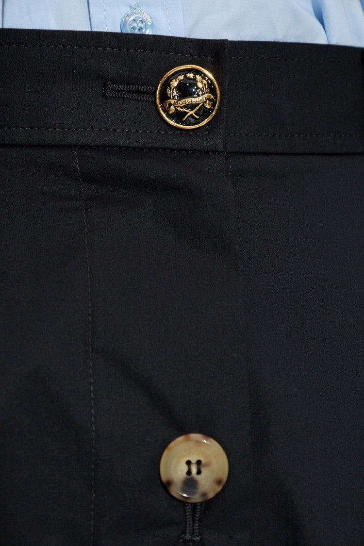 Moschino A-Line Black Skirt With Button-Down Front