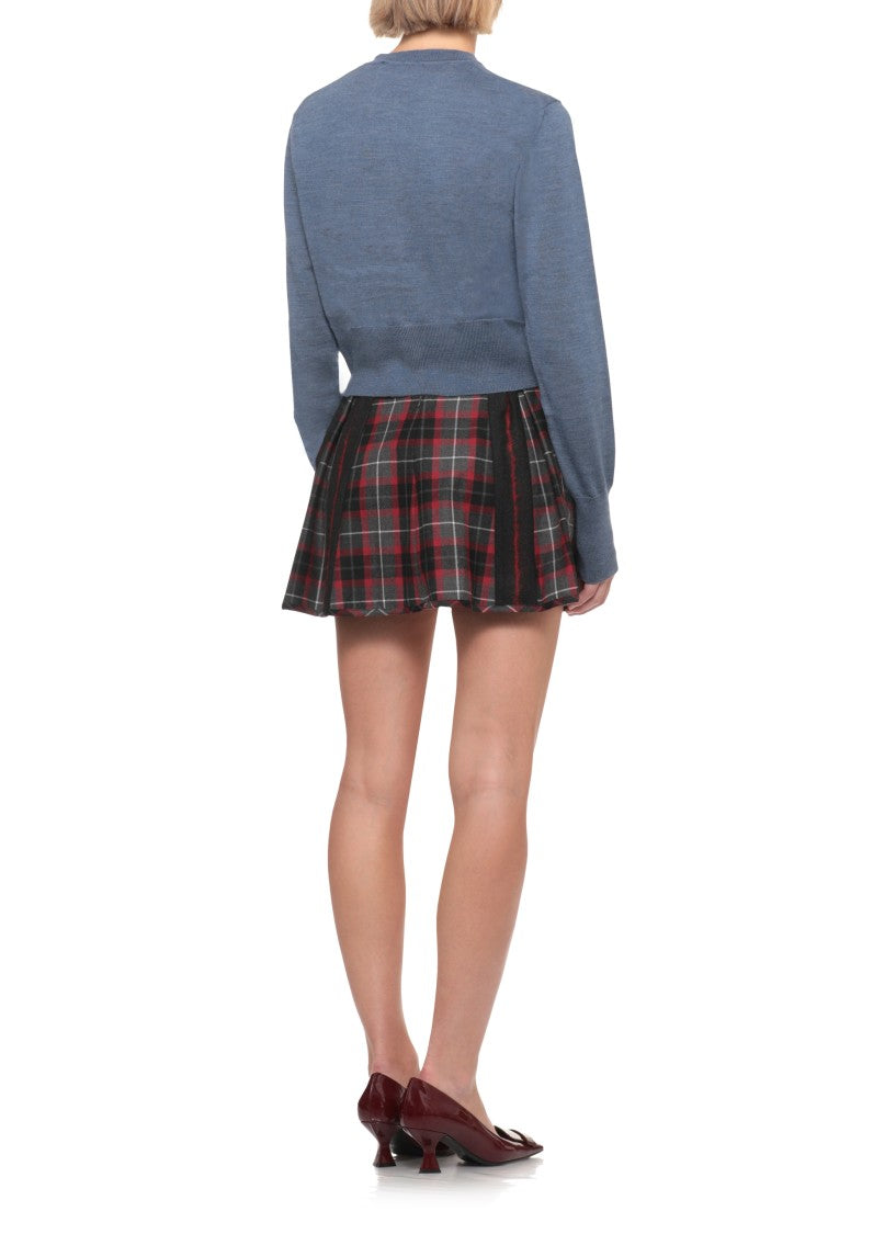Vivienne Westwood Blue Wool Knit Bea Cardigan With Embroidered Logo