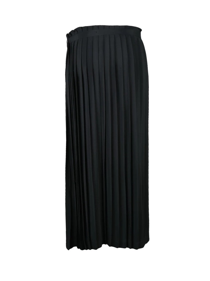 Hache Black Pleated Silk-Blend Maxi Skirt