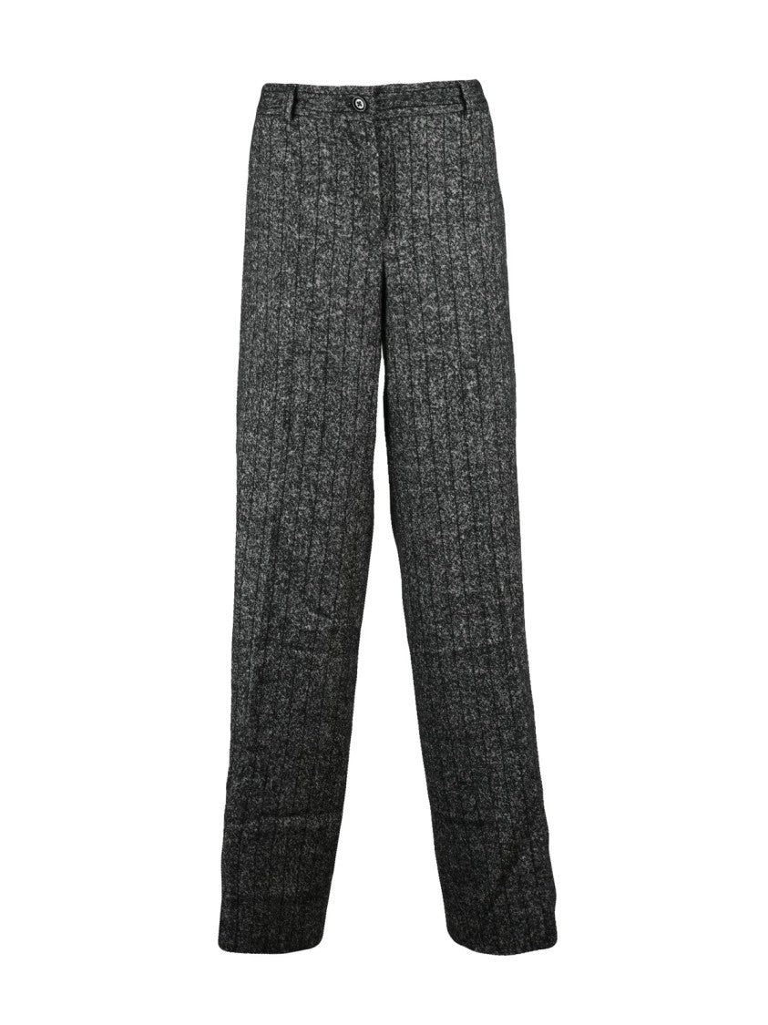 Dolce & Gabbana Black Wide-Leg Virgin Wool-Blend Pants