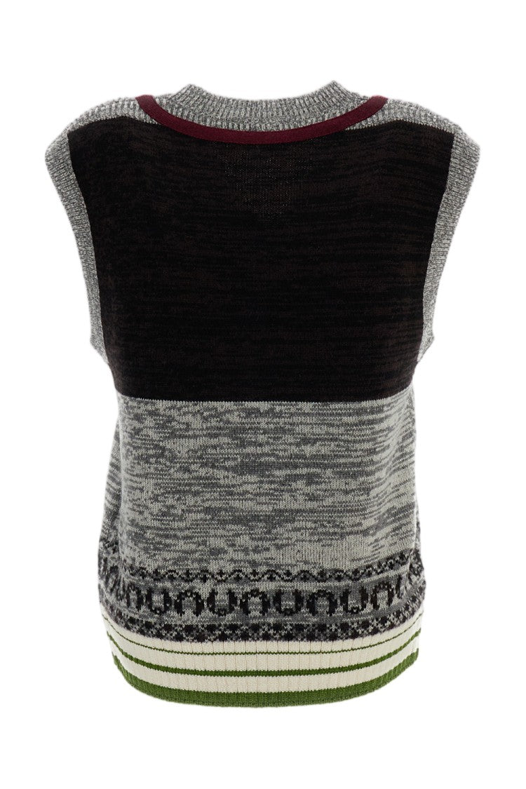 Dries Van Noten V-Neck Jacquard Knit Top