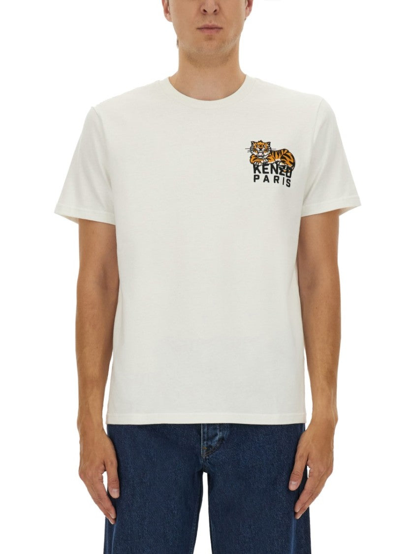 Kenzo Slim Fit T-Shirt With Vibrant Tiger Graphic