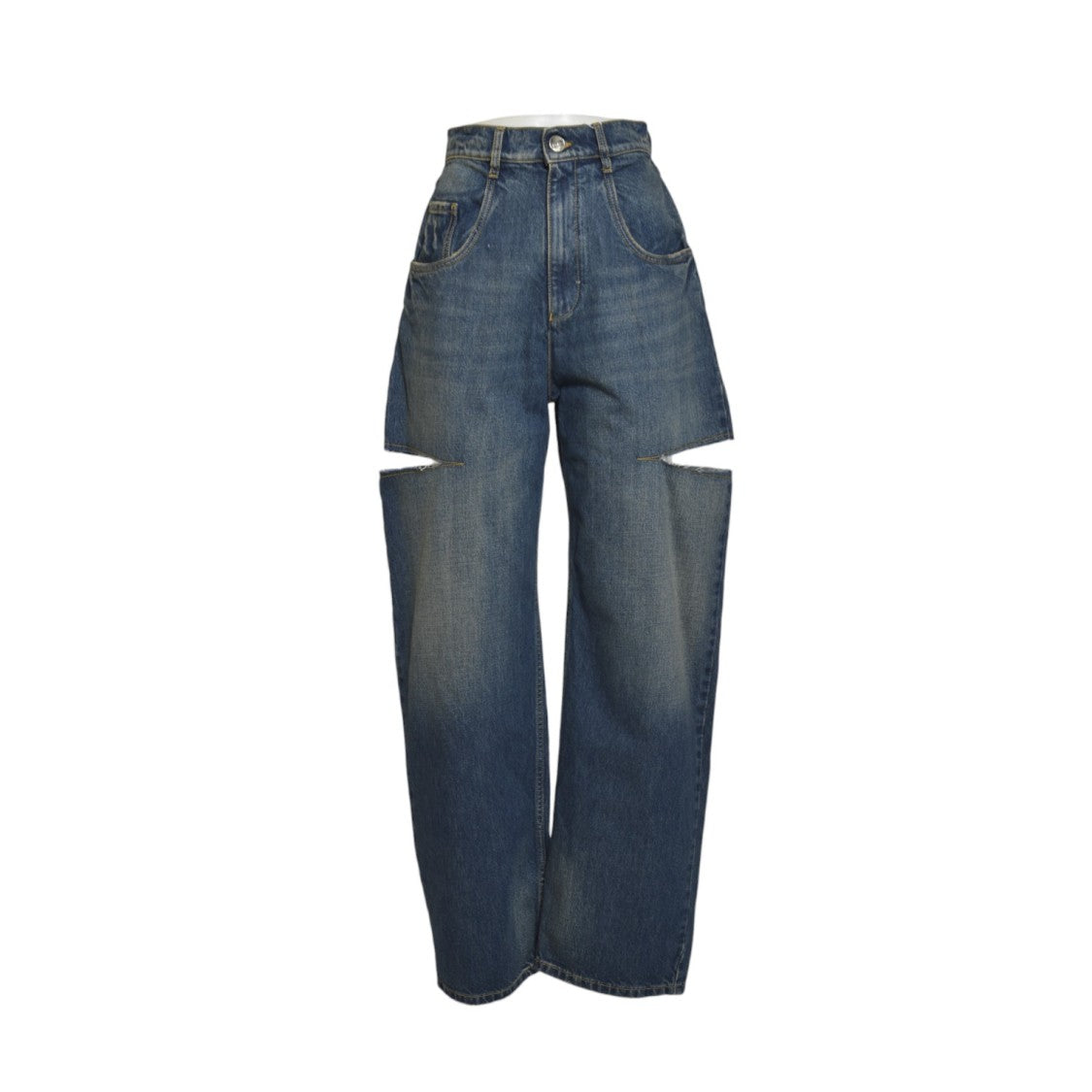Maison Margiela High-Waisted Wide-Leg Jeans With Horizontal Cut-Out Details