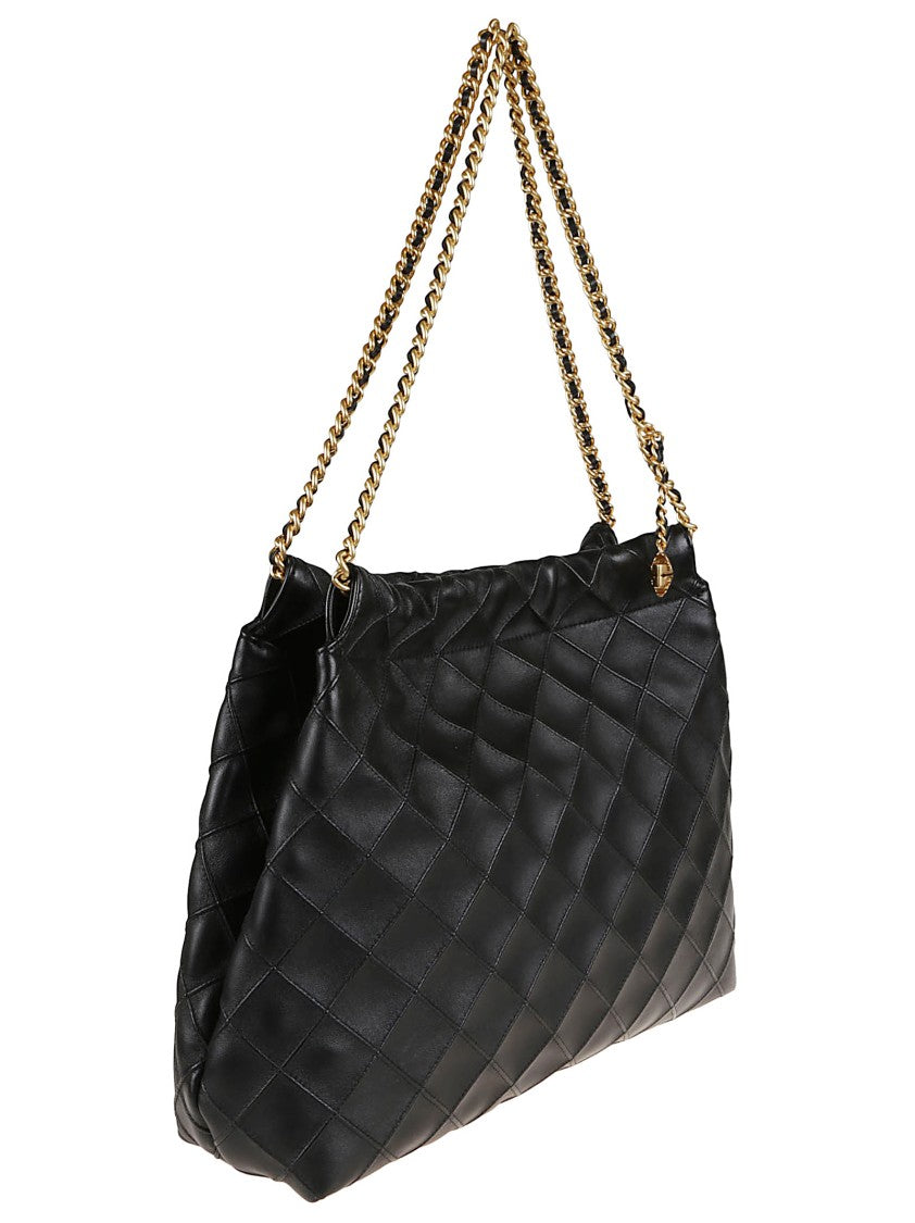 Tory Burch Quilted Black Lamb Leather Shoulder Bag