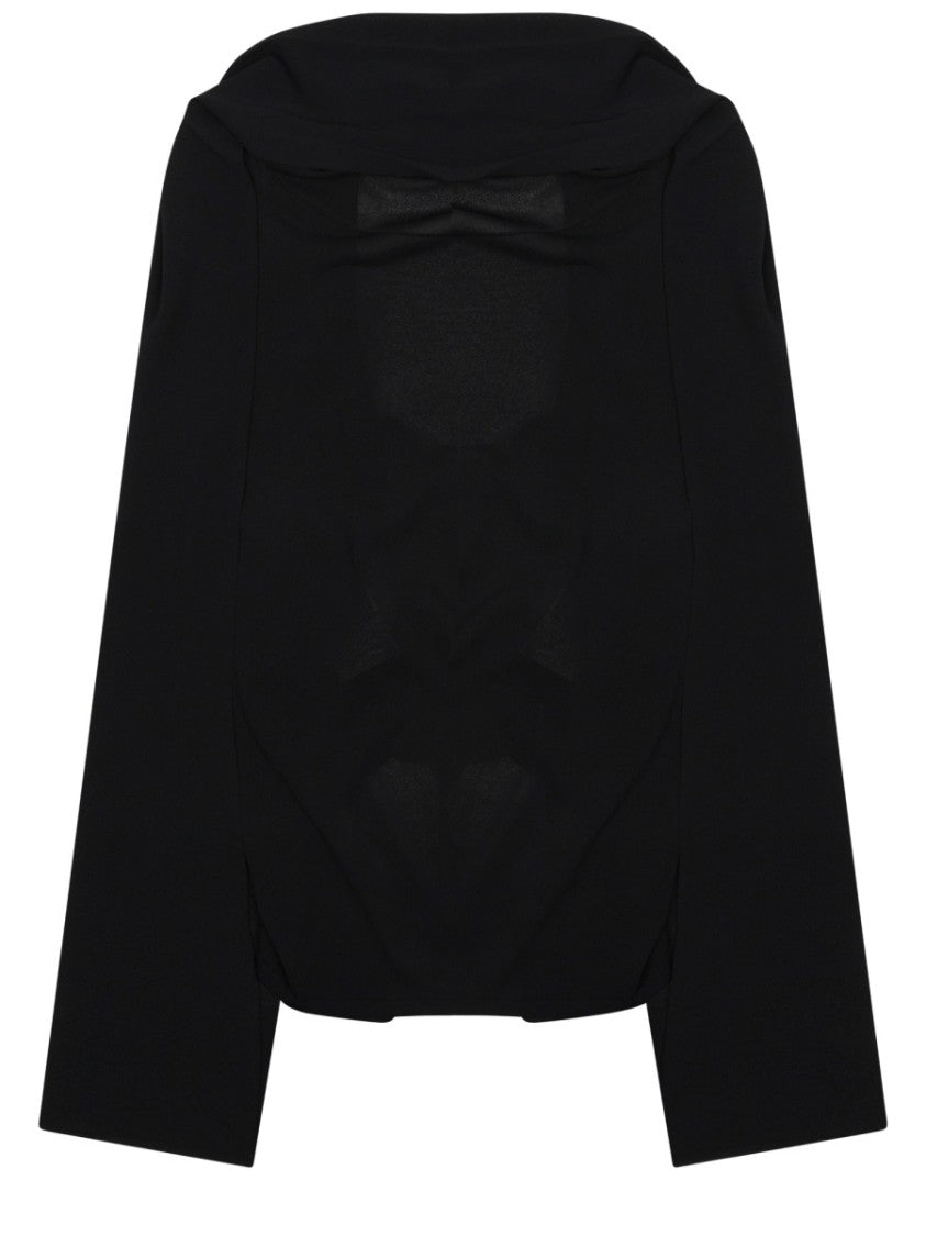 Alberta Ferretti Sheer Chiffon Bow Detail Top