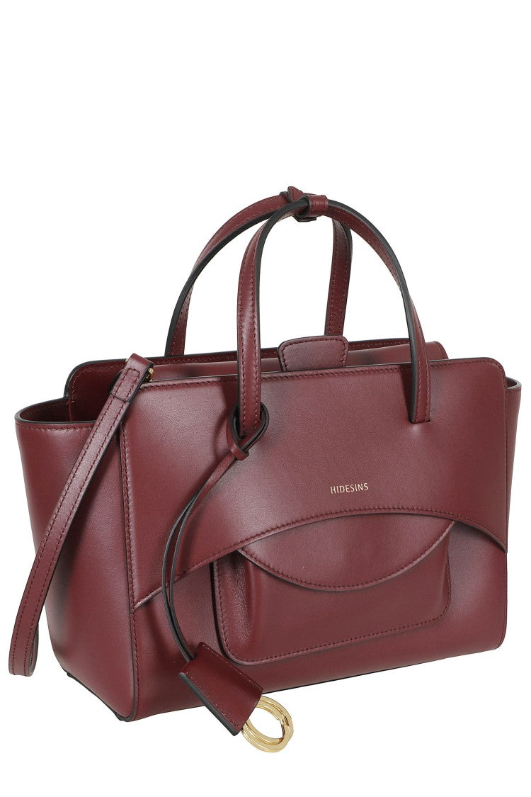 Hidesins Wine Structured Flap M Two-Tone Leather Tote Bag