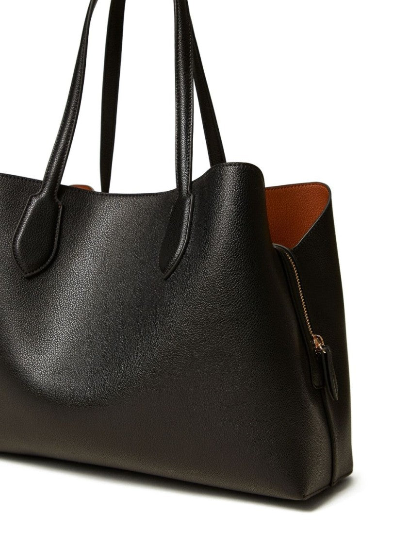 Twin-Set Structured Black Tote Bag With Textured Exterior And Interior