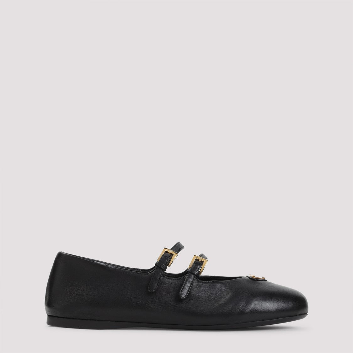 Prada Black Lamb Leather Ballerinas With Decorative Straps