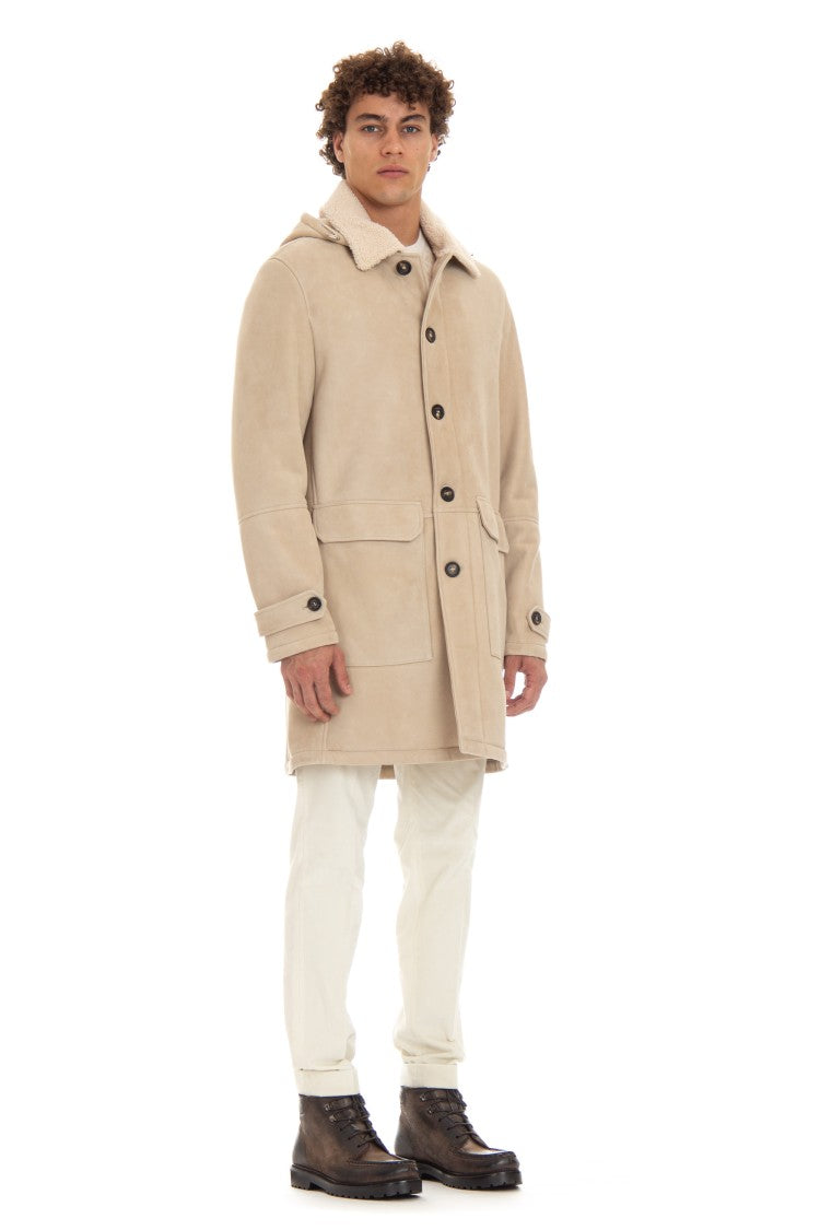 Eleventy Shearling Coat With Detachable Hood