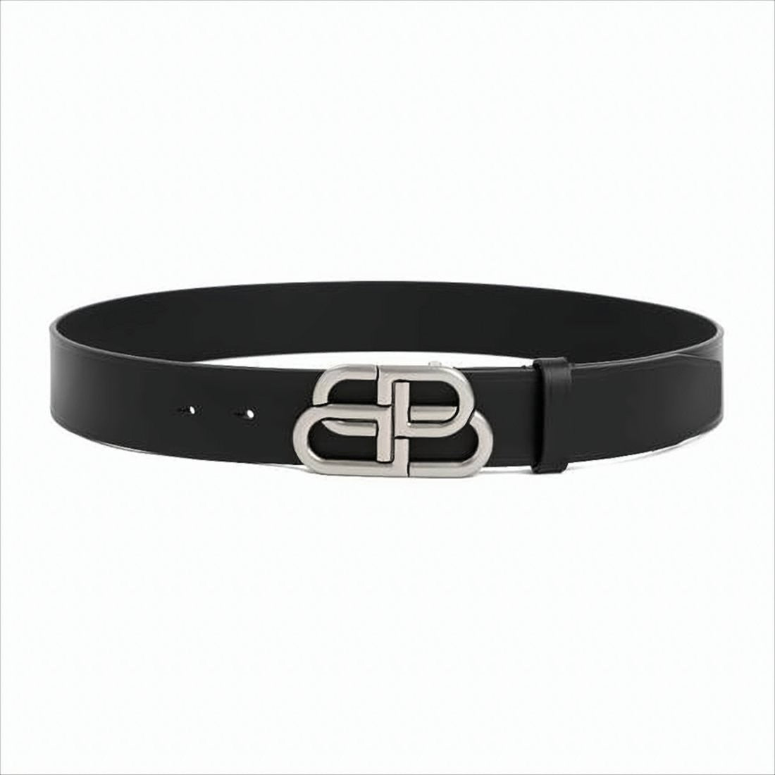 Balenciaga Polished Black Calf Leather Belt