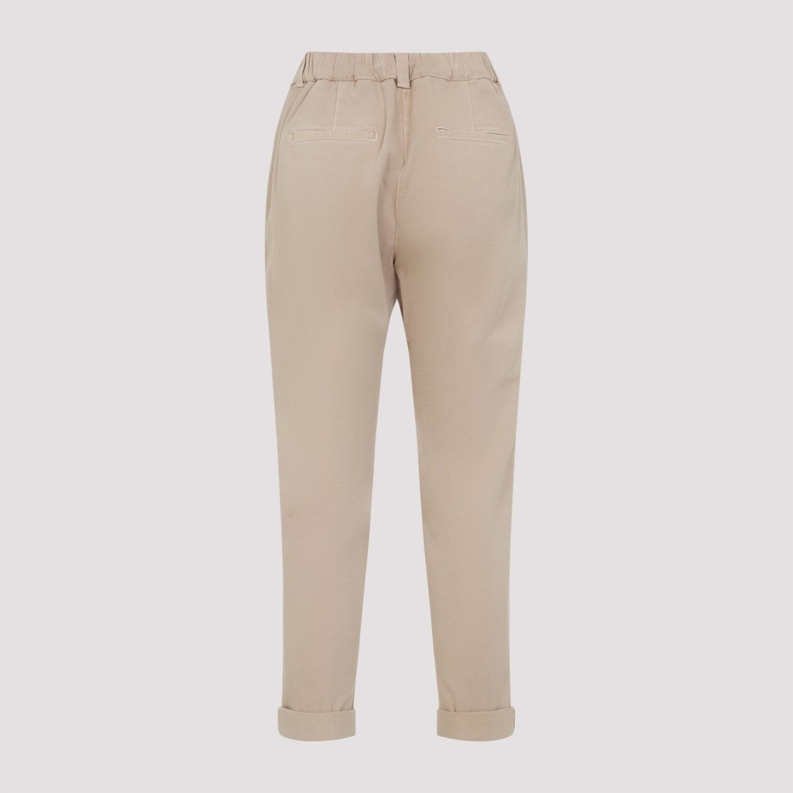 Peserico Beige Stretch Cotton Pants With Turn-Up Hems
