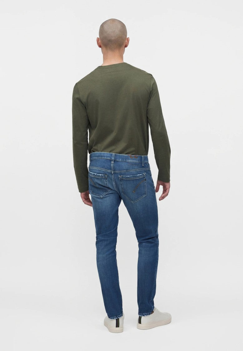 Dondup Classic Slim-Fit Medium Blue Distressed Jeans