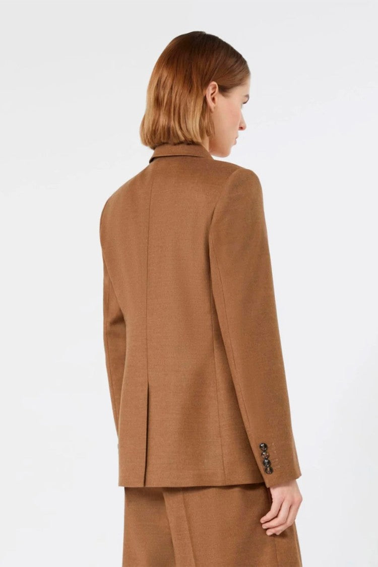 Max Mara Camel Mstuditore Double-Breasted Virgin Wool Blazer