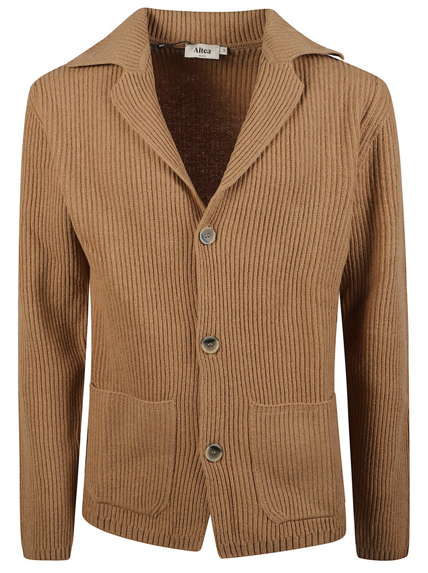 Altea Classic Collar Ribbed Virgin Wool Cardigan