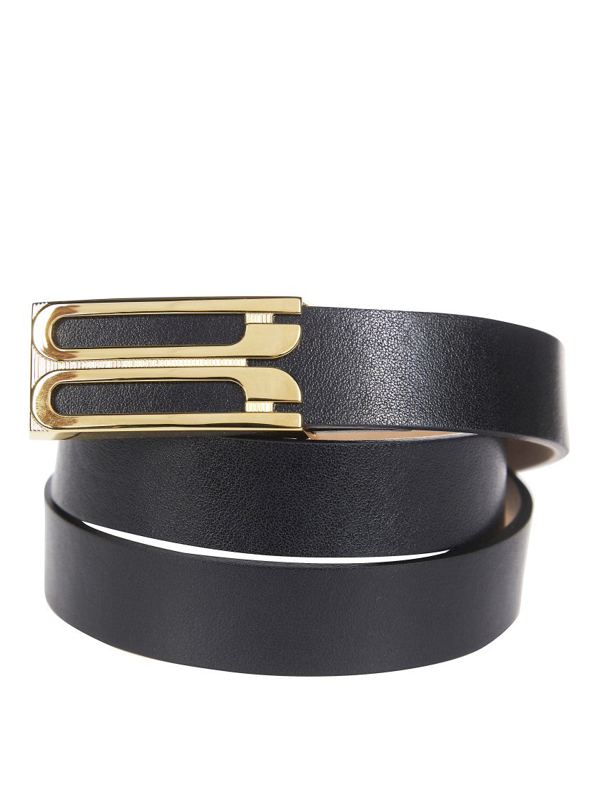 Victoria Beckham Bos Taurus Leather Rectangular Buckle Belt