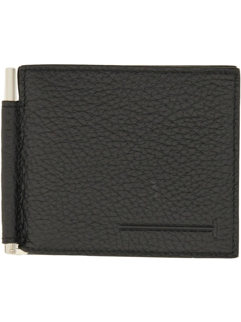 Tom Ford T-Shaped Money Clip Leather Wallet